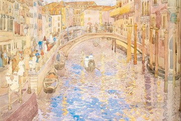 水彩 Painting - ヴェネツィアの運河の風景 モーリス・プレンダーガスト 水彩
